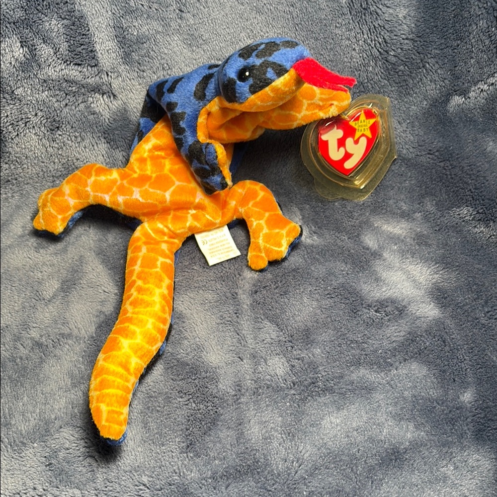 1995 Ty Beanie Baby Lizzy the Orange and Blue Lizard